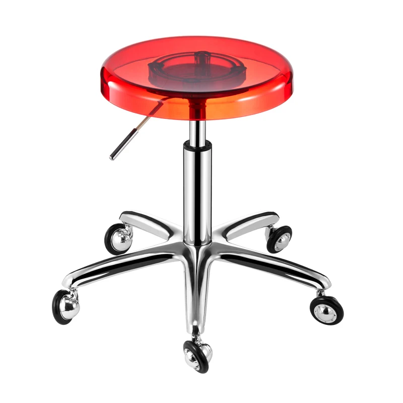 Wheels Acrylic Bar Stool Design Plastic Adjustable Transparent Bar Stool Salon Office Cadeira Giratoria Restaurant Furniture