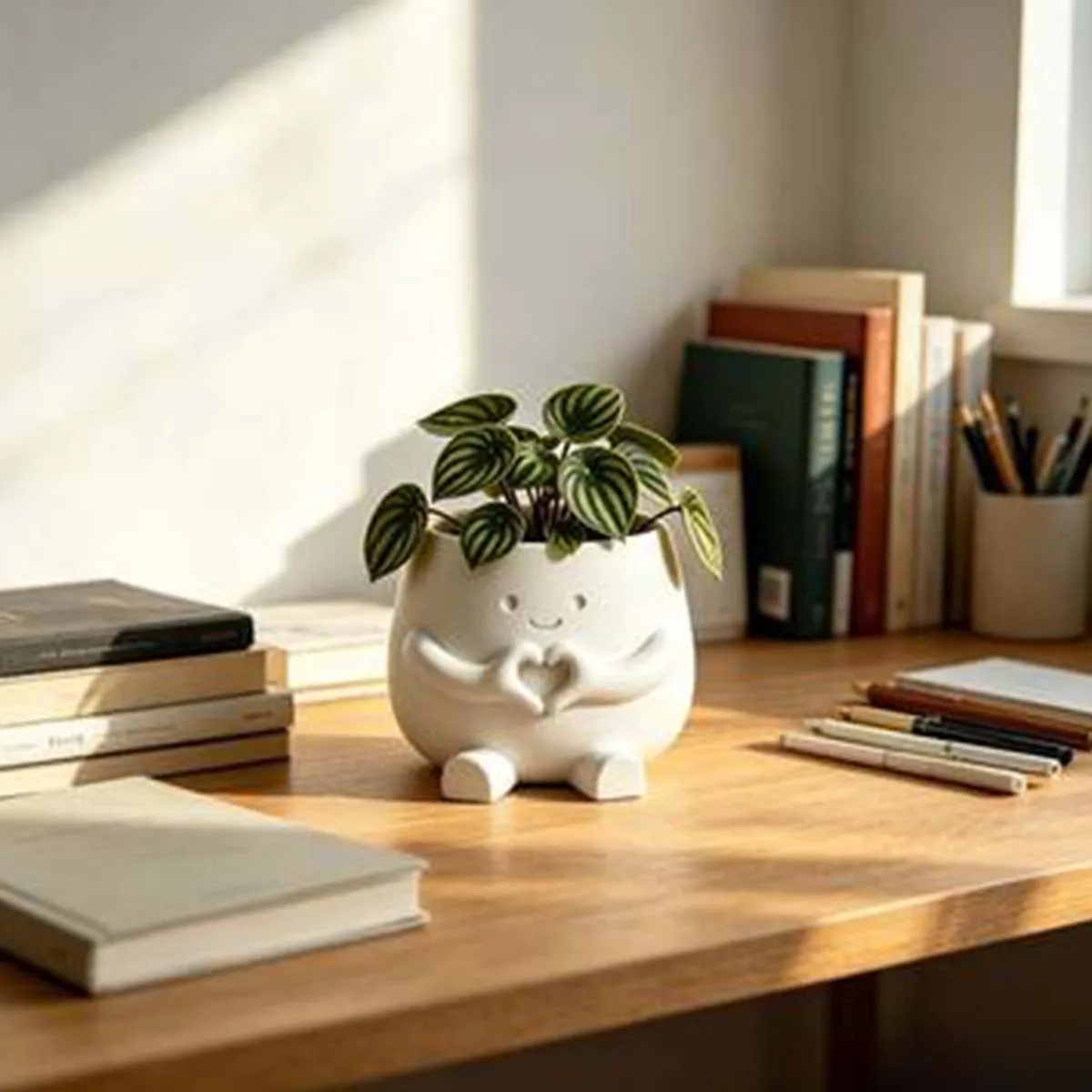 Cute and Lucky Heart-Shaped Flowerpot, Succulent Plant and Pothos Flowerpot, for Home, Office, Café, as a Holiday Gift