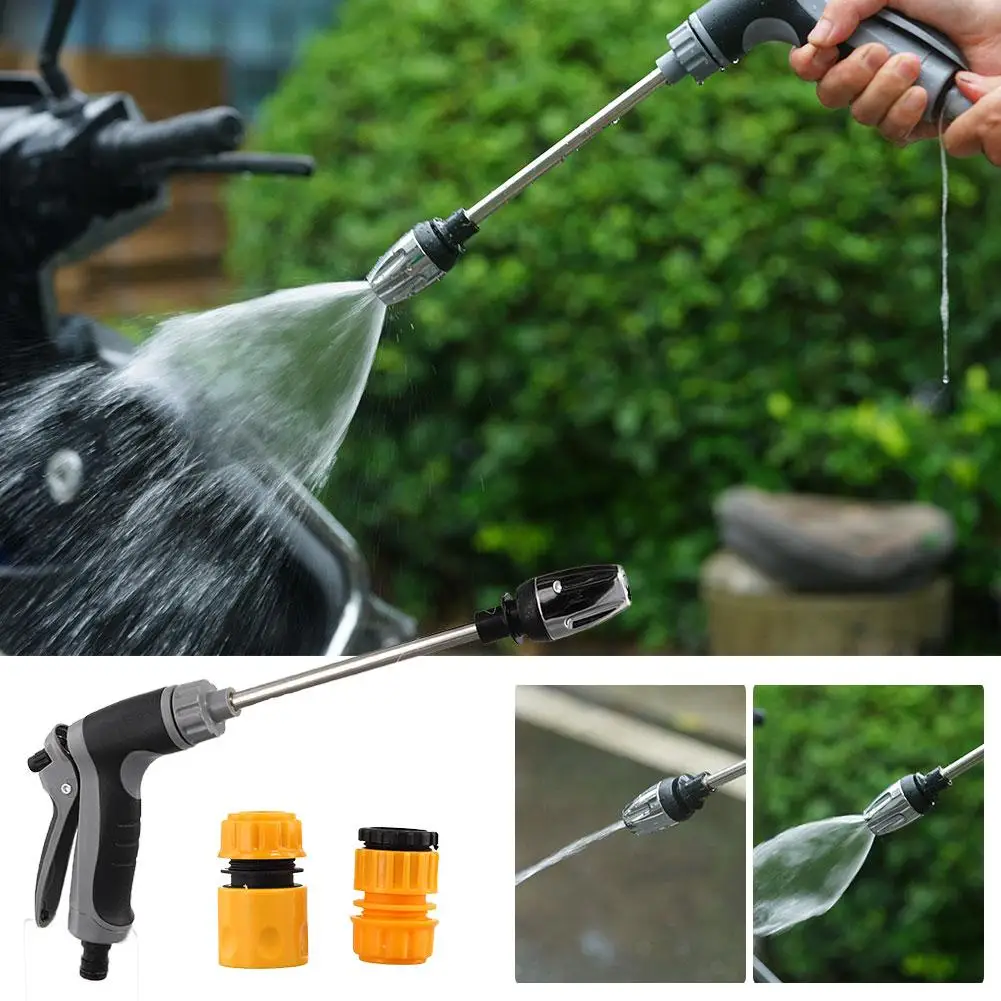 1 SET OF Car Wash Water Gun Set with Foam Lance and Metal Long Handle Garden Hose Nozzle Sprayer Automobile Cleaning Tool