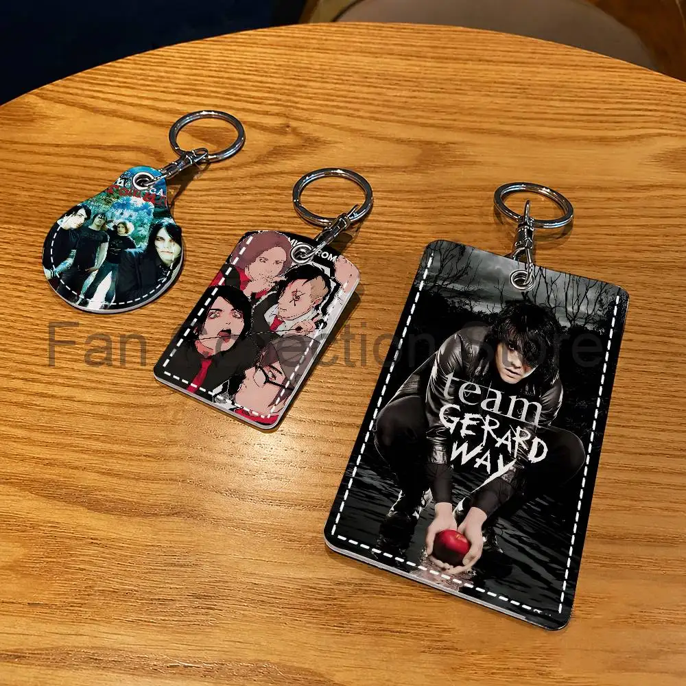 My C-Chemical Romance MCR Cartoon Movie Singer Game Anime Leather Card Holder Store Access Control ID Card Subway Air Tag Case