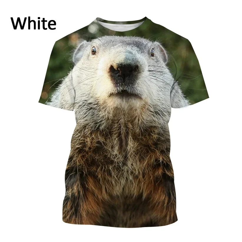 New Animal Groundhog Printed T Shirt Men's Marmota Casual Fashion Short-sleeved T Shirt 3D Harajuku Streetwear Top