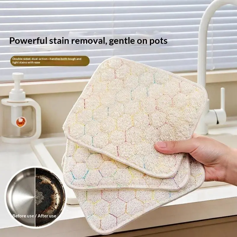 New New Generation Kitchen Cleaning Cloth Double-Sided Silver Silk Cotton Thread Cleaning Cloth Dishcloth Cleaning Pad