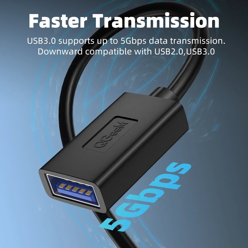QGeeM USB Extension Cable Cord Super Speed USB 3.0 Cable Male to Female 1m 2m 3m Data Sync USB 2.0 Extender Cord Extension USB