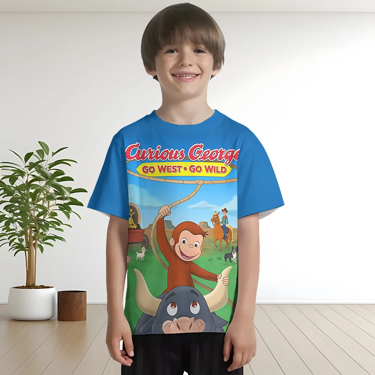 3D Print Cartoon Curious George Baby Clothing 5 to 14 Years Male Outdoor Clothes for Children Boy Girl Child T-Shirt Top Shirts