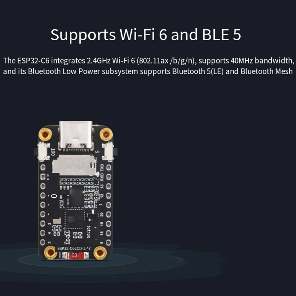 Black Onboard RGB Color LED Type-C ESP32 DIY Kit For Integrated LCD Display Bluetooth 5