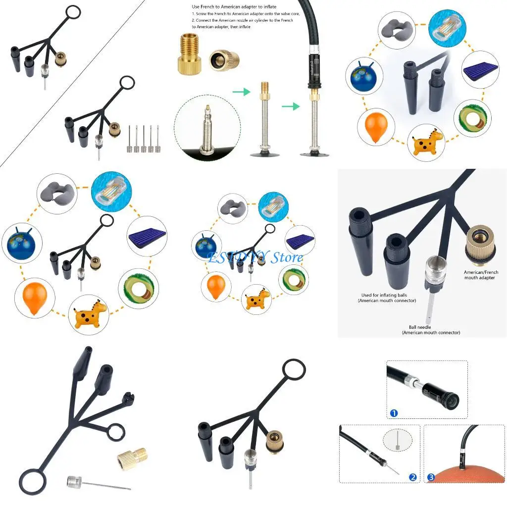 

G6DE Bicycles Floor Nozzle Adapters Air Valves Adapters 4 Claw Air pumps Attachments