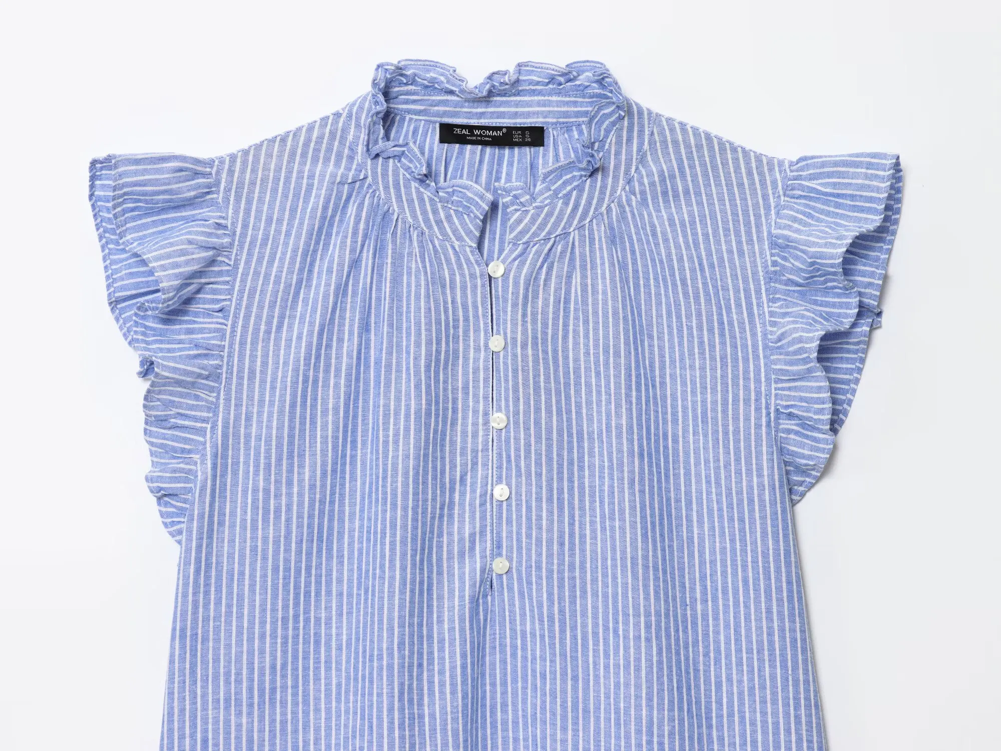 2025 été femmes doux Blouse chemise décontracté simple boutons à volants manches chemise à la mode Chic chemise hauts pour femme