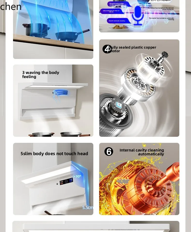 HXL range hood white kitchen large suction range hood top side suction machine