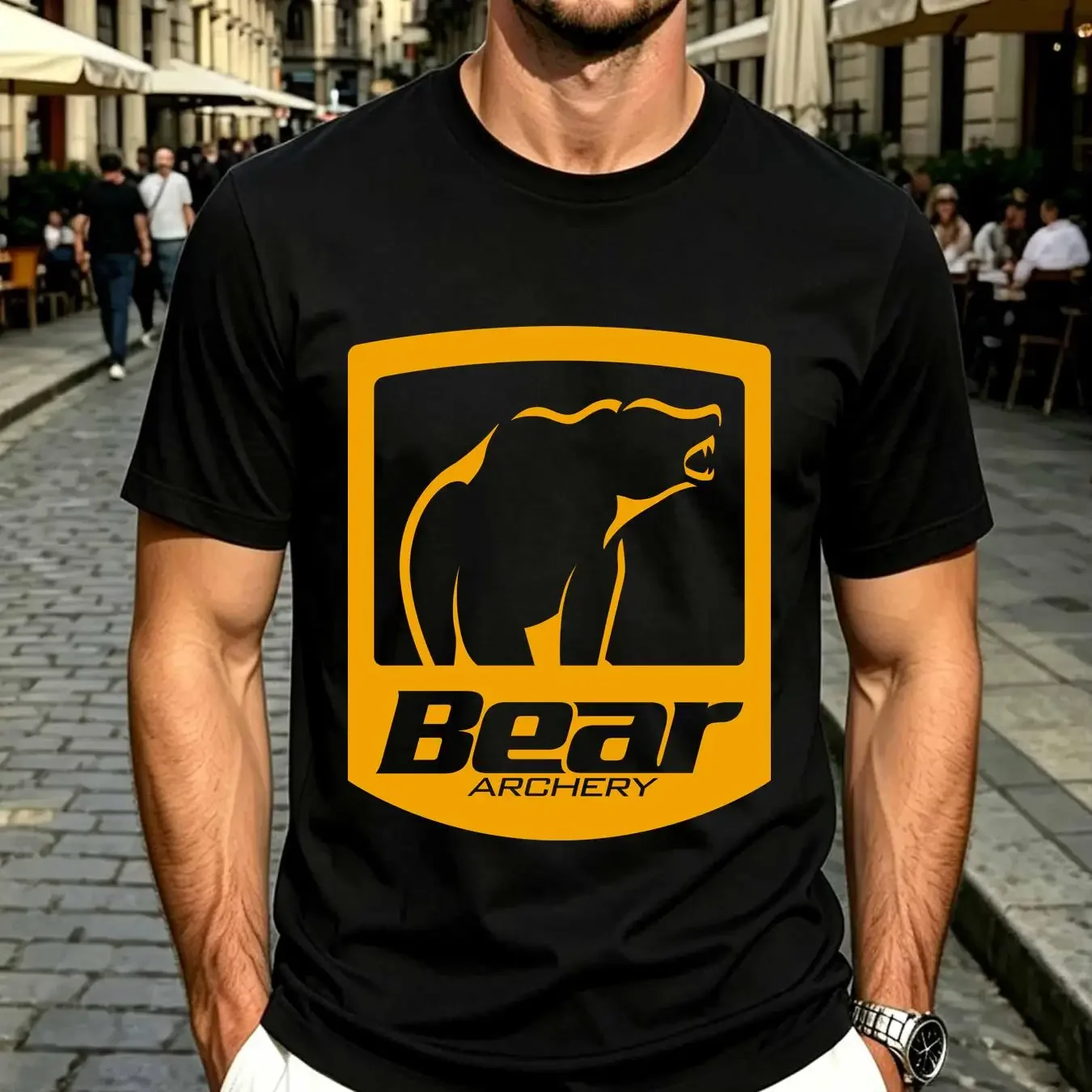 washed T Shirt Bear Archery Hunting Bows Active vintage Washed Soft Versatile Unisex graphic Stylish Stretched streetwear