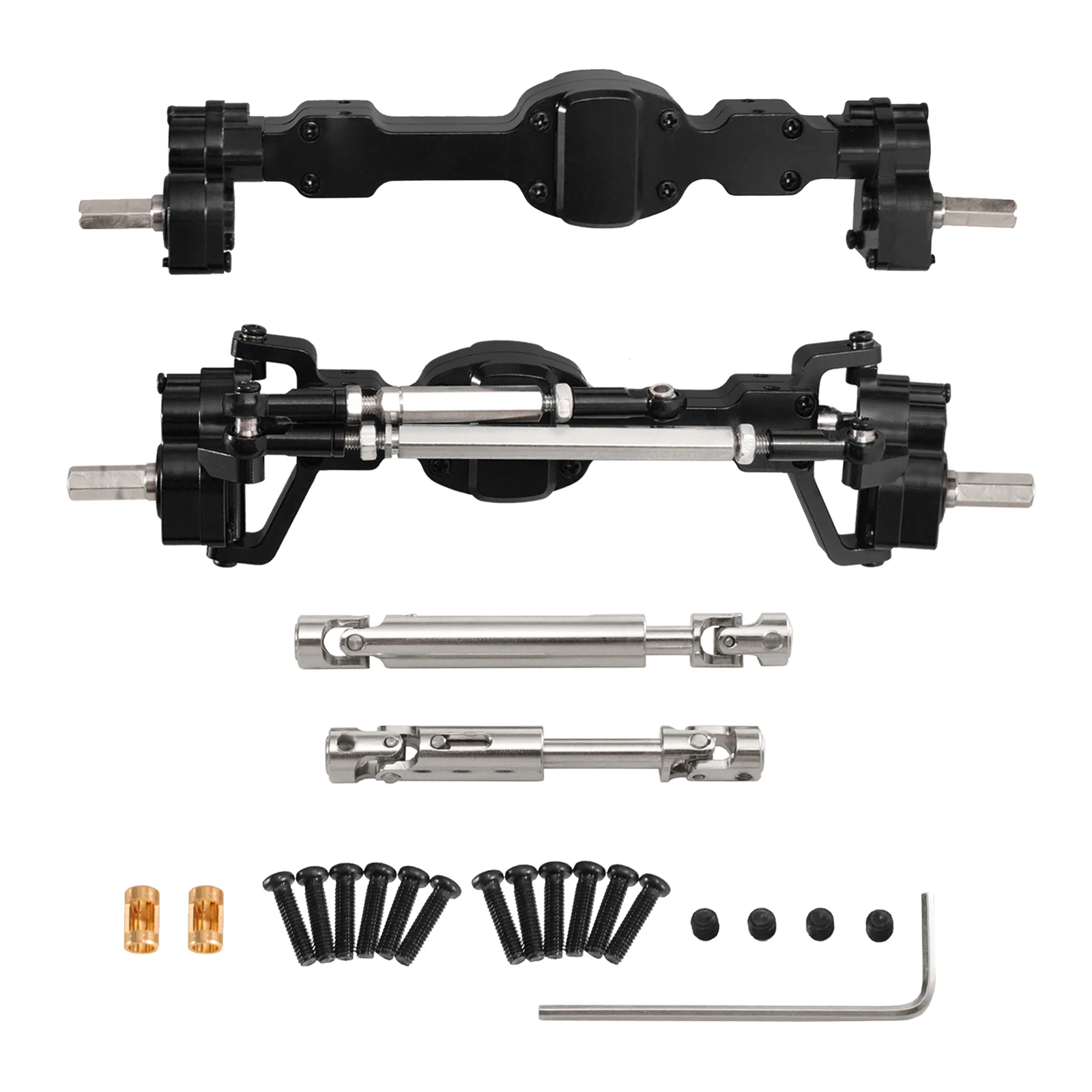 Aluminiumlegierung CNC eloxiertes Vollmetall-Portalachsset vorne hinten für JJRC 1/10 C8815 Willys MB Retro Jeep Upgrade-Zubehör