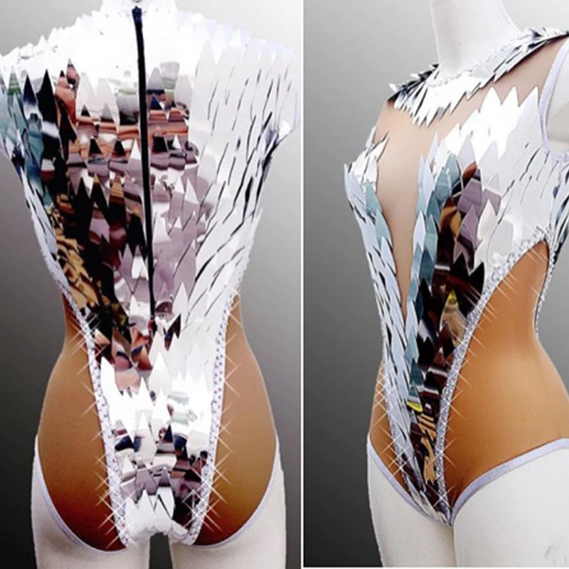 Bar Nightclub DJ DS Gogo Costume Women Sequins Diamond Bodysuit Sexy Pole Dance Clothing Stage Show Festival Outfit  XS5448