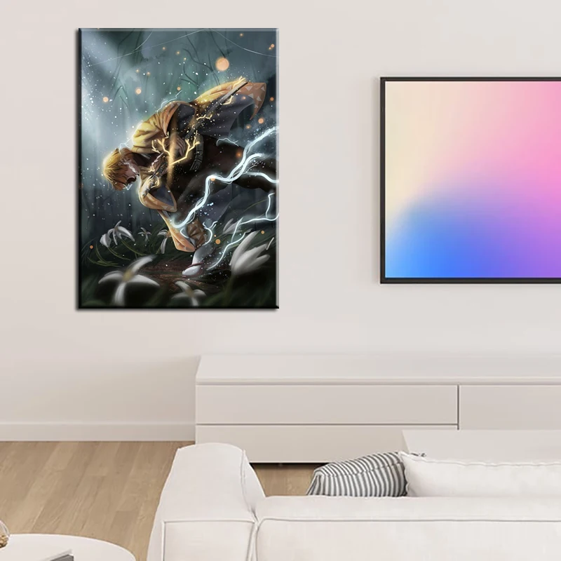 Wall Art Canvas Prints Animation Painting Demon Slayer Drip Modern Home Decor Bedroom Decoration Pictures Interior Artwork