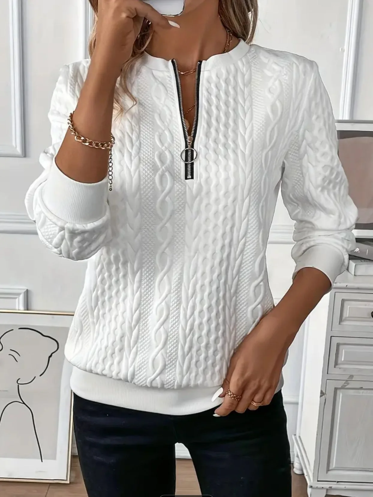 เสื้อสเวตเชิ้ตผู้หญิงแบบสวมหัว เสื้อสเวตเชิ้ตลำลองบุผ้าฝ้ายแบบสี่ในหนึ่งเดียวและเสื้อสเวตเชิ้ตแบบมีซิป