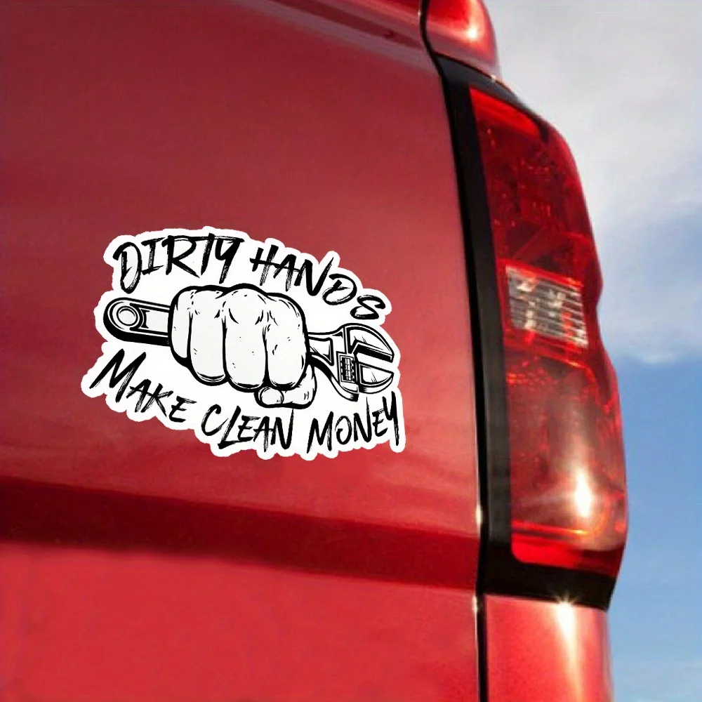 الأيدي القذرة تجعل النقود النظيفة ملصق وظيفة الياقة الزرقاء البناء الخطي مقاوم للماء يموت قطع الفينيل ملصق #1