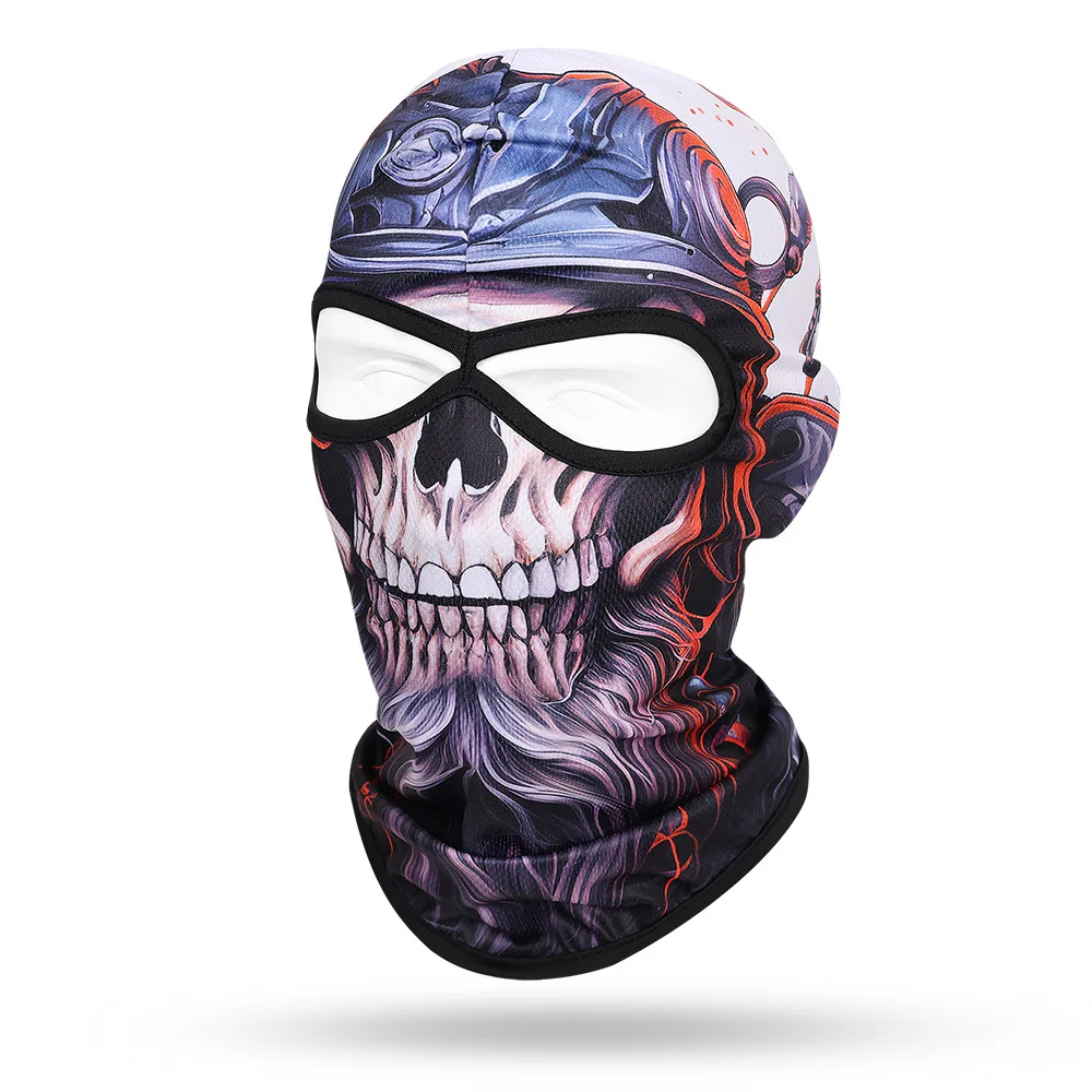 2 Holes Beard Men Balaclava Skull Full Face Cover Breathable Motorcycle Headgear Outdoor Hiking Hunting Cycling Masks Hood Caps view 6