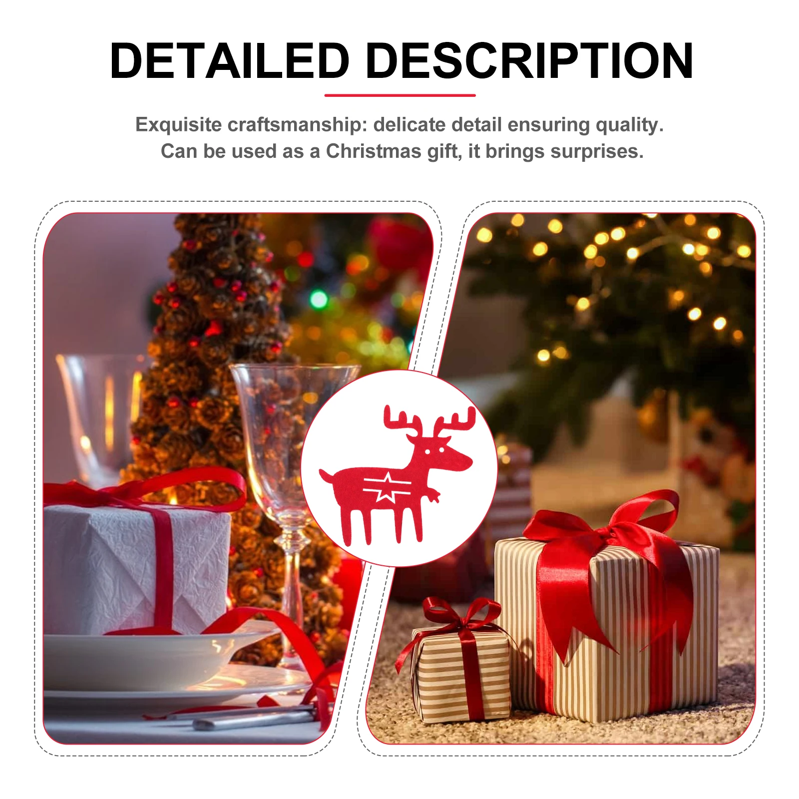 

4pcs Red Cloth Christmas Elk Shape Knife Fork Bag Set Cutlery Holder Dinning Table Decor Multi Functional Practical Gift