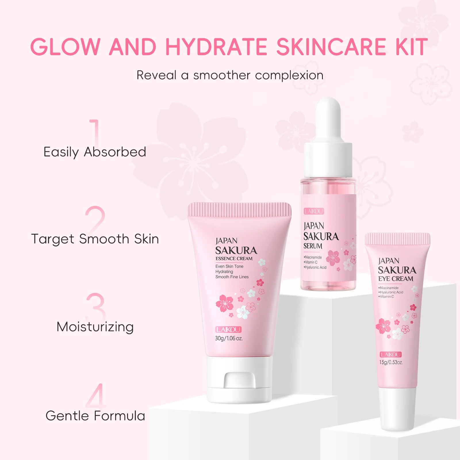 LAIKOU 3pcs/set Skin Care Set  - Caffeine Eye Serum ulasan dan harga