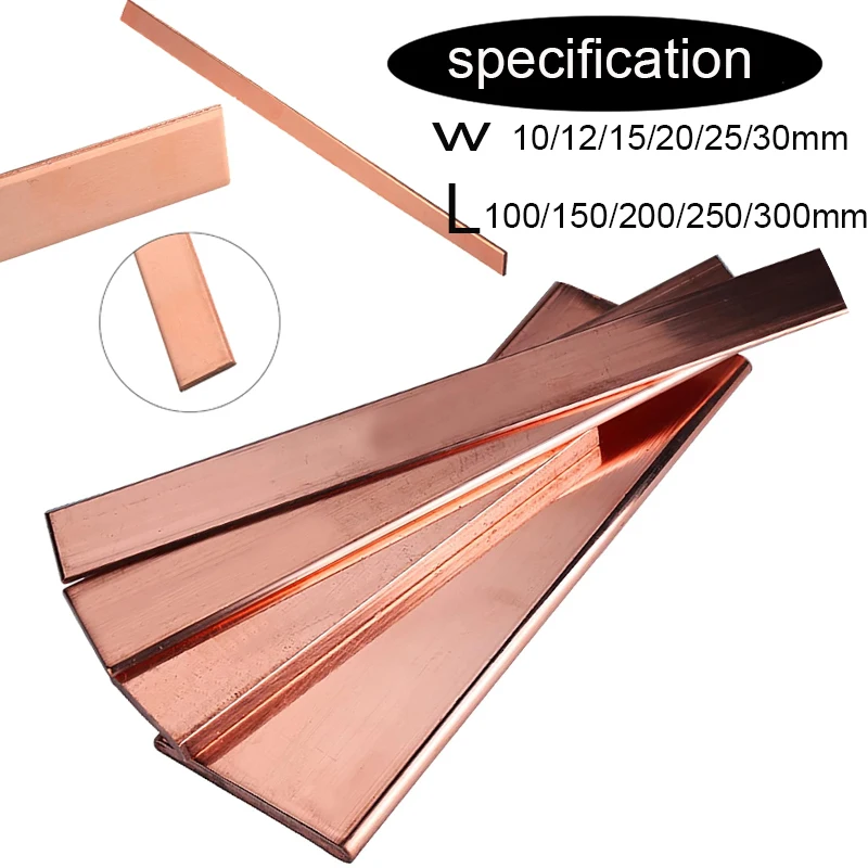 Placa de Cobre Tira Plana Placa de Cobre Puro Faça Você Mesmo Material Espessura: 1.5 10 mm Comprimento 100500 mm 1pc