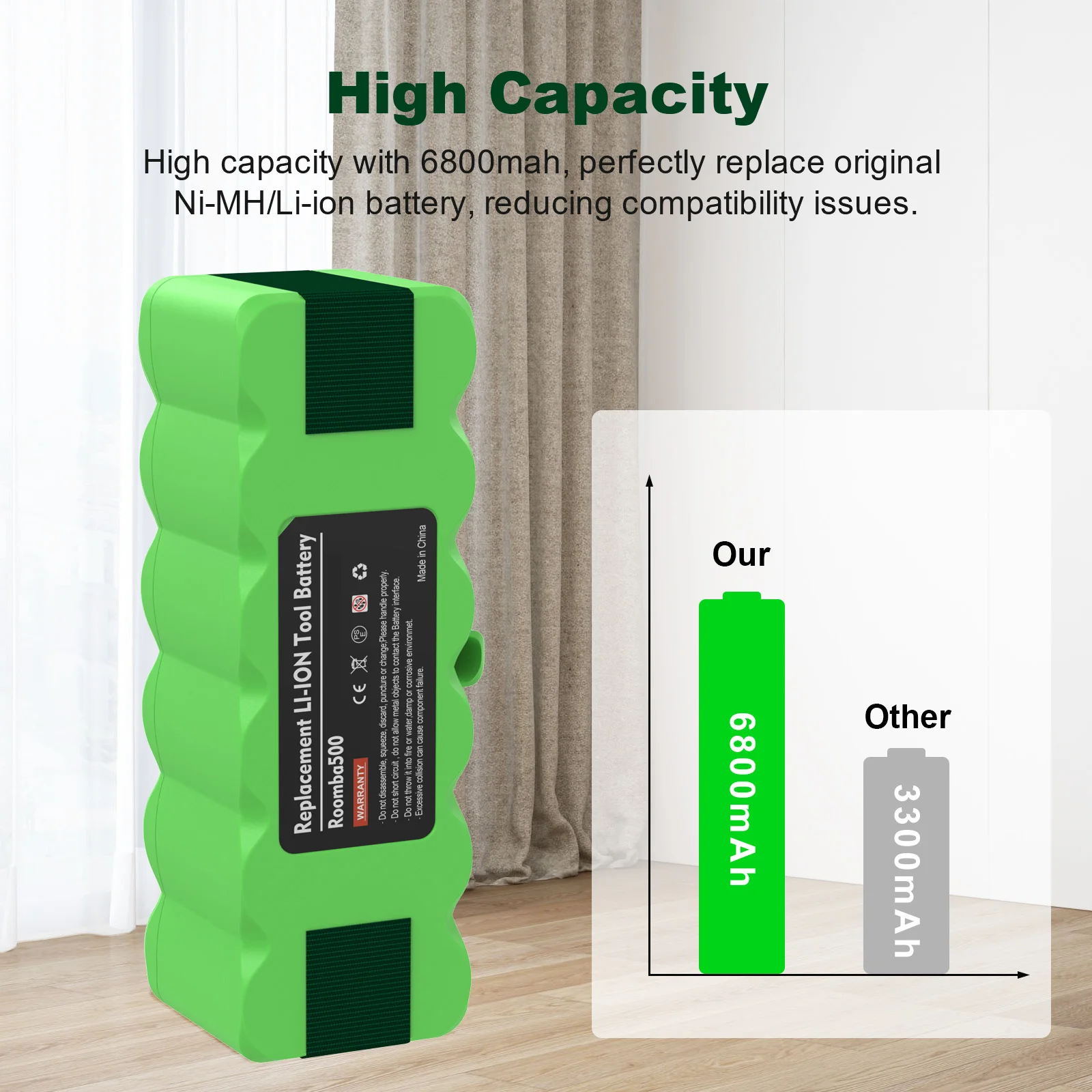 ل iRobot Roomba500 14.4V 6800mAh ترقية بطارية ليثيوم أيون لسلسلة Roomba 500 600 700 800 890 880 870 860 790 780