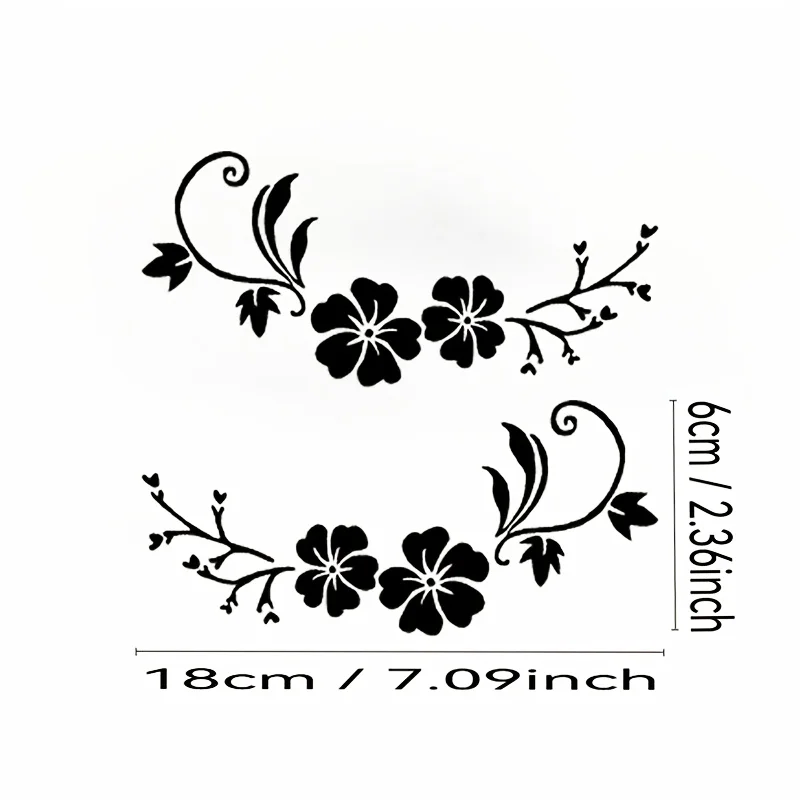 2pcs/set Floral Branch Vinyl Sticker , Waterproof Decals for Motorcycle Helmet & Car Window