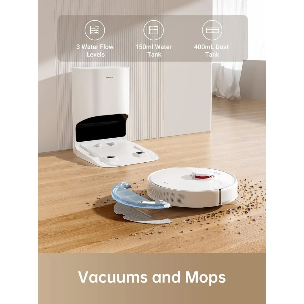 Robot Vacuum and Mop with Self-Emptying Base for 45 Days of Cleaning, Robotic Vacuum with 4000 Pa Suction and LiDAR Navigation
