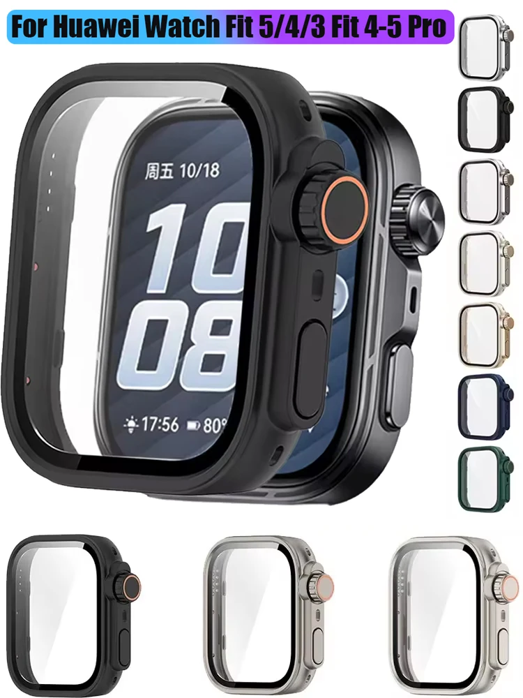 Schutzhülle + Displayschutzfolie für Huawei Watch Fit 5/5 Pro – umwandelt in eine umfassende Schutzlösung für Huawei Fit 3/4/4 Pro, Upgrade auf Ultra-Design.