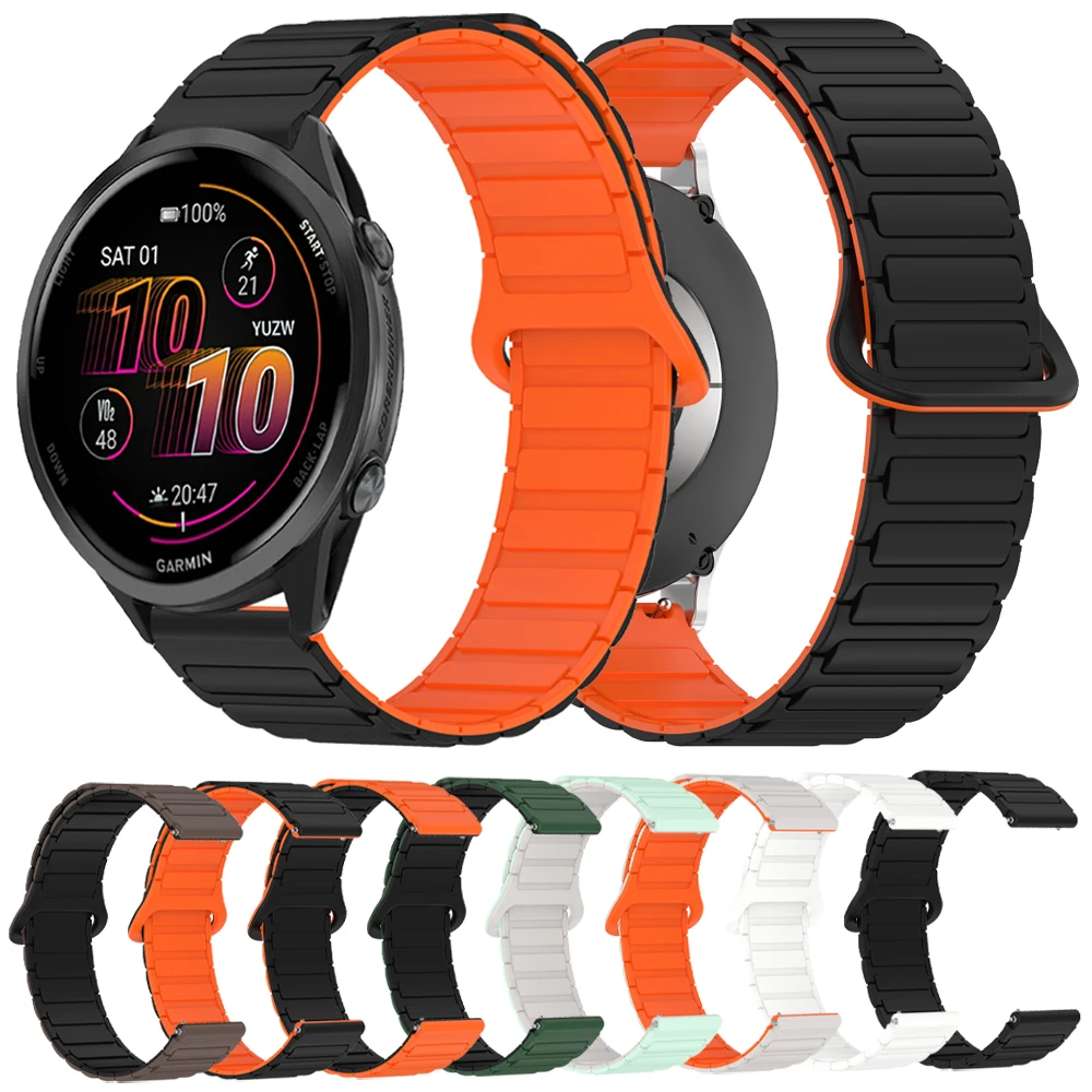 20 22 mm zweifarbiges Silikonband für Garmin Forerunner 570 265 255 245 165 Venu 3 Magnetarmband für Vivoactive 6 5 Musikarmband