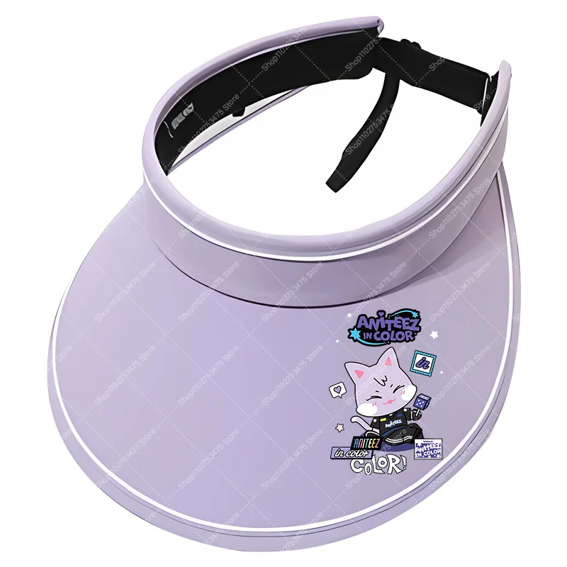 Cartoon Sun Visor Hat Anime ATEEZS ANITEEZ‌S UV Protection Empty Top Cap Adjustable Outdoor Sports Beach Sun Hats Kpop Fan Gifts
