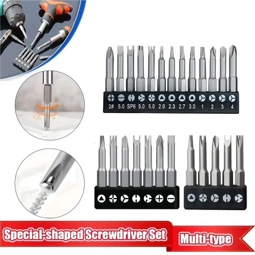 

5/7/13pcs Special-shaped Screwdriver Set, 50mm Magnetic Chrome-Vanadium Bits for Repair, Y-Type Triangle Cross 3-Point