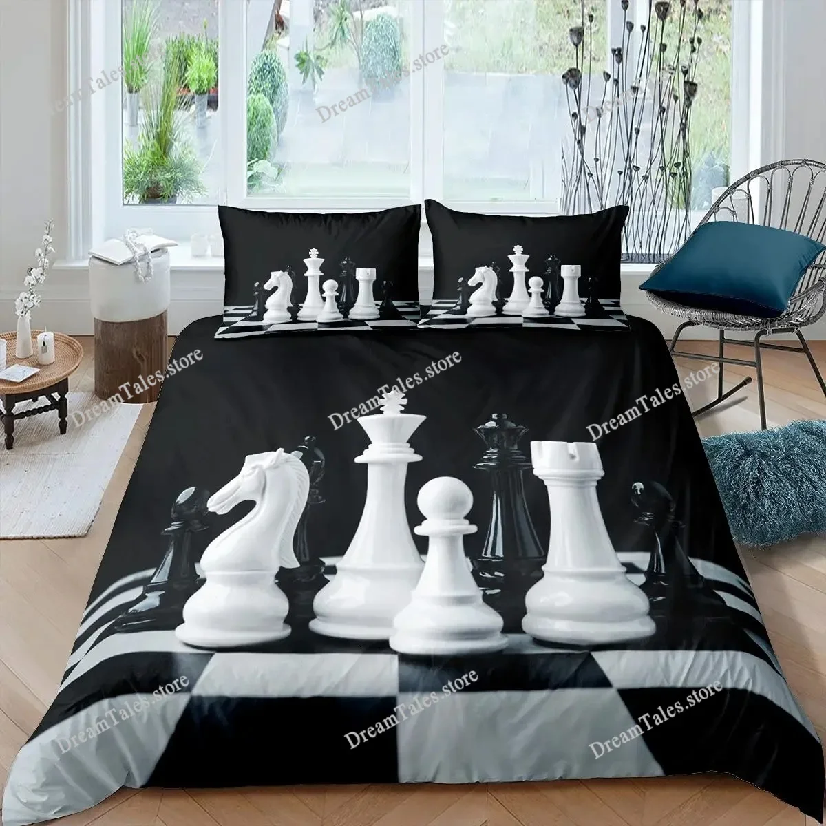 International Chess Bedding Set Single Twin Full Queen King Size Bed Set Aldult Kid Bedroom Duvetcover Sets Bed Sheet Set 2025
