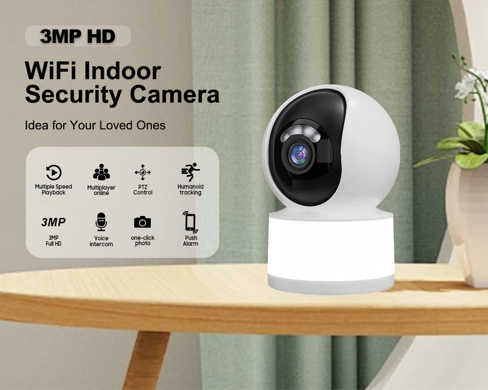 3MP 1296P Yoosee/Carecam APP Full Color Wireless PTZ IP Dome Camera AI Humanoid Detection Home Security CCTV Baby Monitor