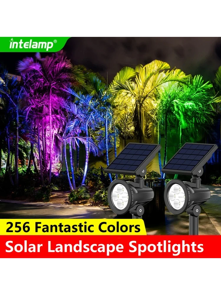 Projecteurs solaires à 3 modes de couleur, éclairage solaire extérieur, 56 LED, lampes de jardin pour aménagement paysager, allée, cour, patio, garage, entrée de garage, arbre