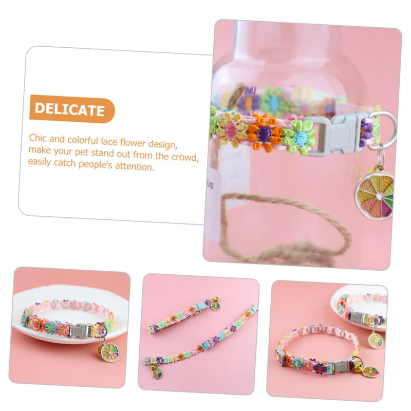 Collier pour animaux coloré avec clochette et empreintes pattes_voghion.com