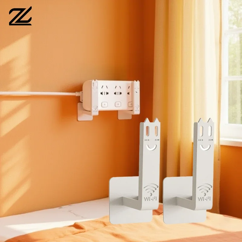 Wall-Mounted Router And Set-Top Box Holder No-Drill Multi-Purpose Storage Shelf With Practical Hooks For Home Organization