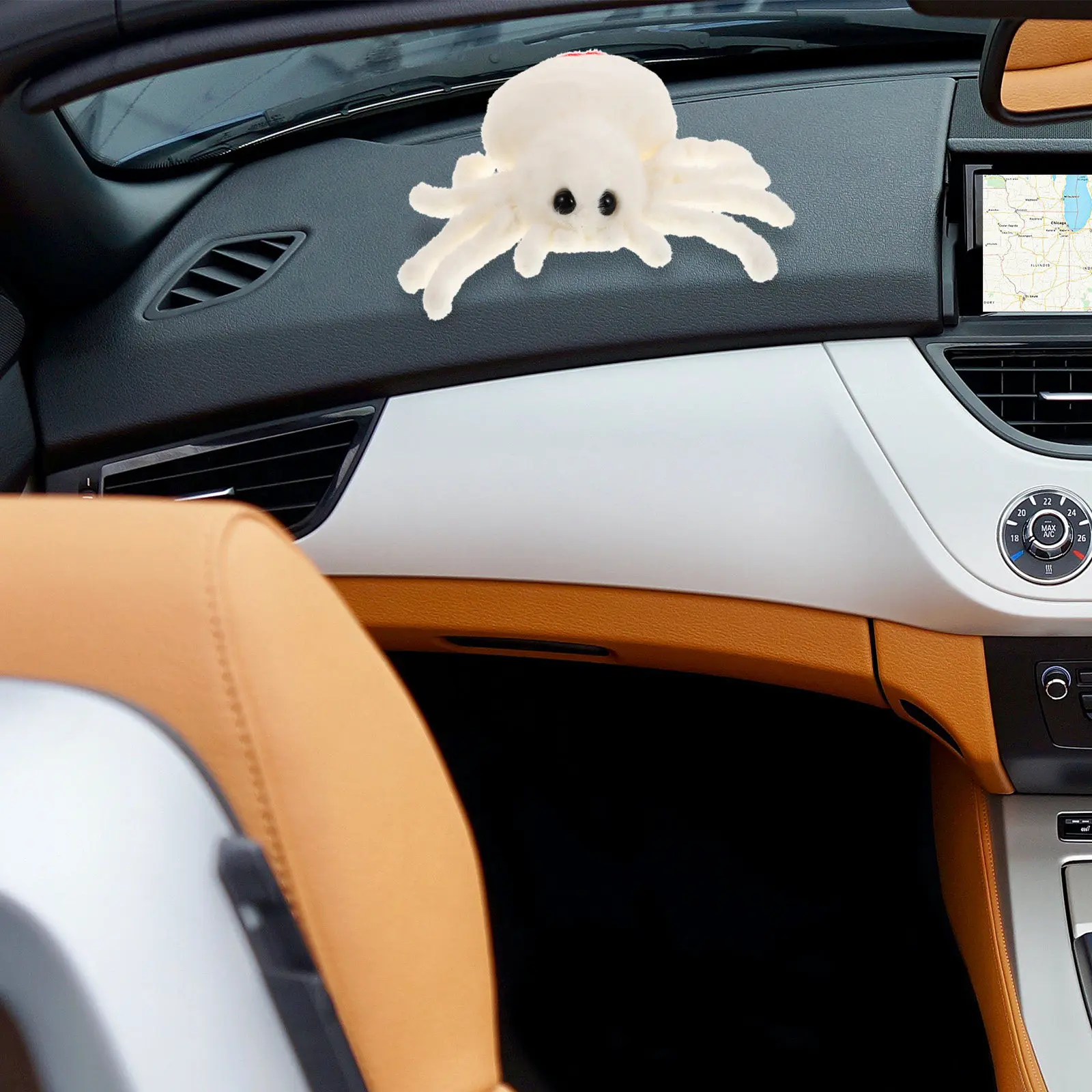 

White Redtailed Spider Stuffed Animal for Children Soft Dashboard Ornament Car Hanging Decor Spooky Fun Halloween Party Favor