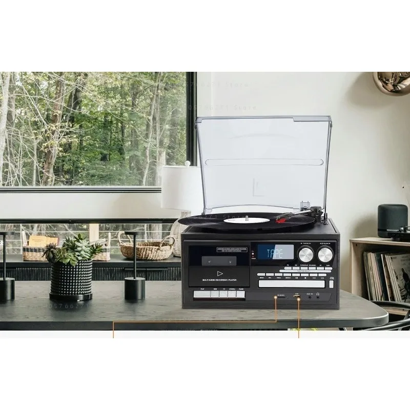 Vinyl record player modern record phonograph stereo old European living room radio U disk tape bluetooth stereo