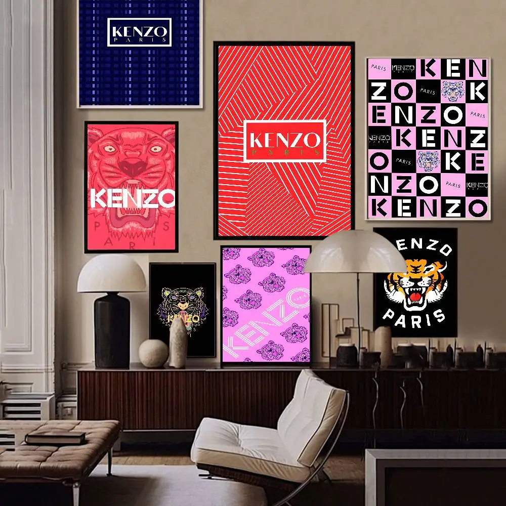 Tiger K-Kenzo Fashion Pôster artístico autoadesivo, impressões em papel branco, pôsteres, arte, decoração de casa