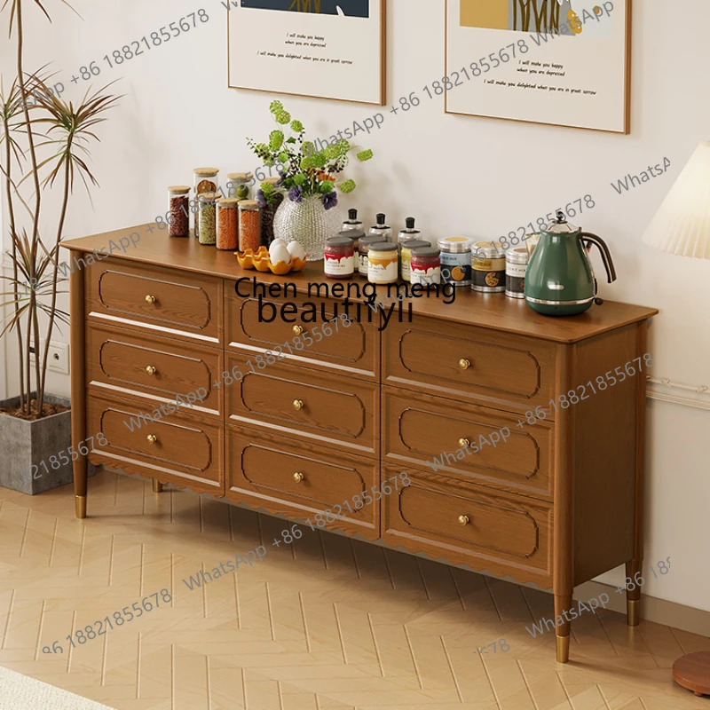 

French Style Chinese Style Nine-Drawer Cabinet Bedroom American Retro Living Room Master Bedroom Bed Front Cabinet
