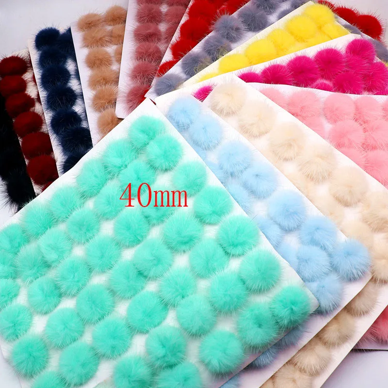 DIY ponpon gerçek vizon kürk topları ponponlar için 25mm 30mm 35mm 40mm halka anahtarlık şapka kabarık Pom Pom Diy el sanatları aksesuarları malzeme