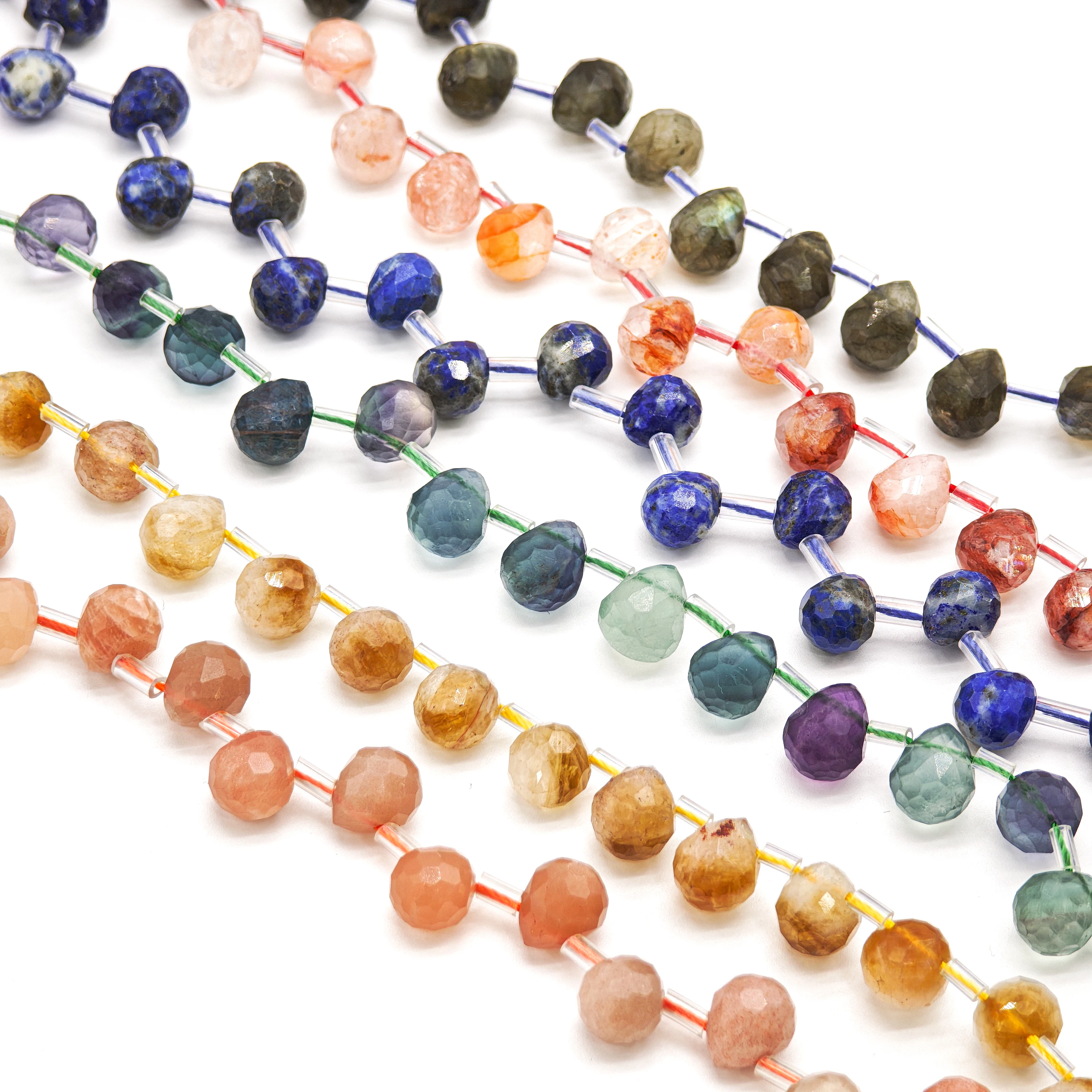 

High-Quality Natural 8×10 Drop-shaped Faceted Crystal, Sunstone, Apatite, Colorful Jewelry Accessories, Handmade DIY