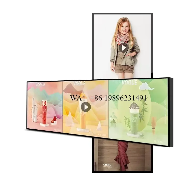86 Inch Stretched Bar LCD 3840x600 Resolution IPS 60Hz V-by-One 8 Lane Digital Signage Advertising Screen
