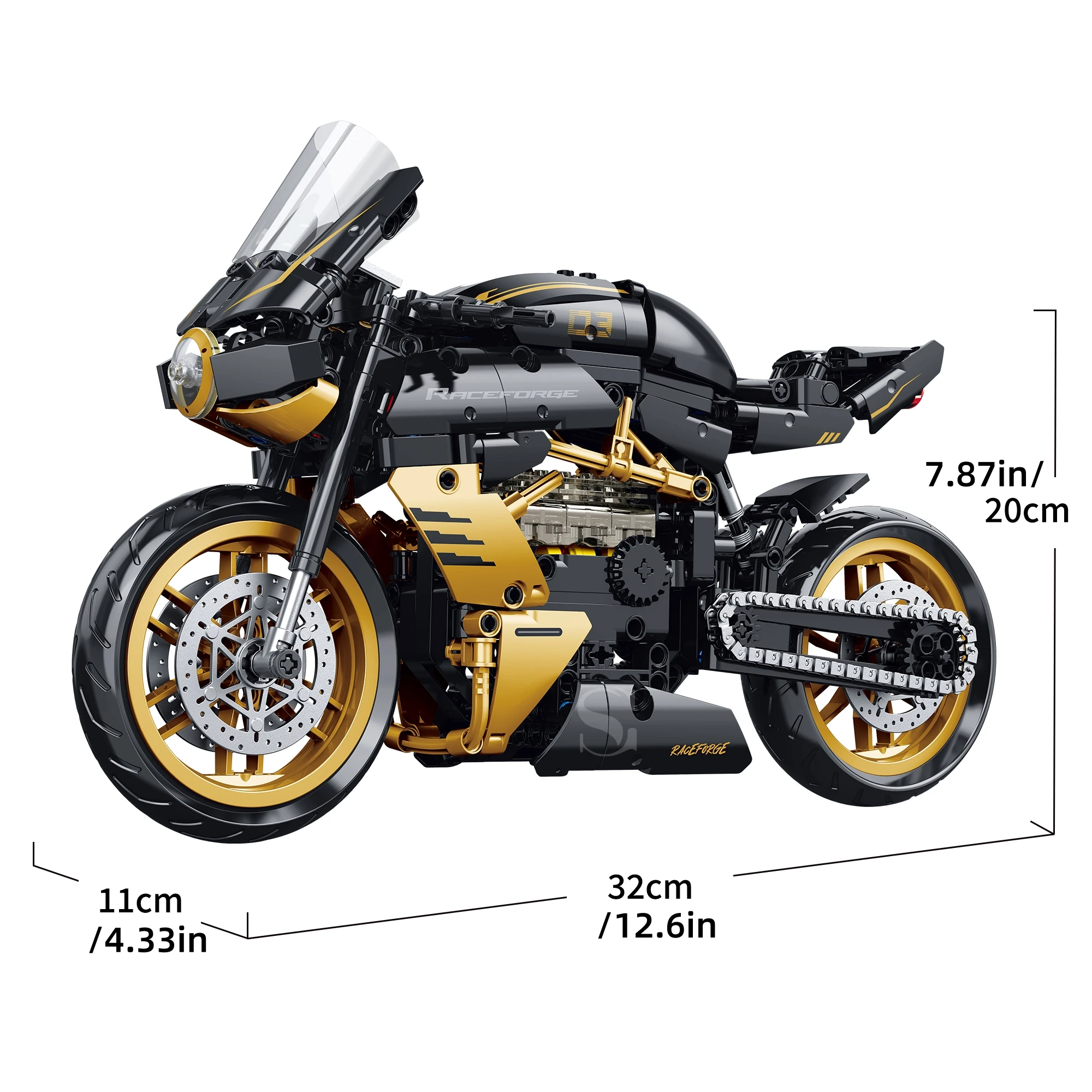 ตัวต่อรถมอเตอร์ไซค์สีดำทอง พรีเมียม 506 ชิ้น ชุดเทคนิค MOC ของขวัญสร้างสรรค์ กล่องสะสม สำหรับผู้ใหญ่และเด็ก