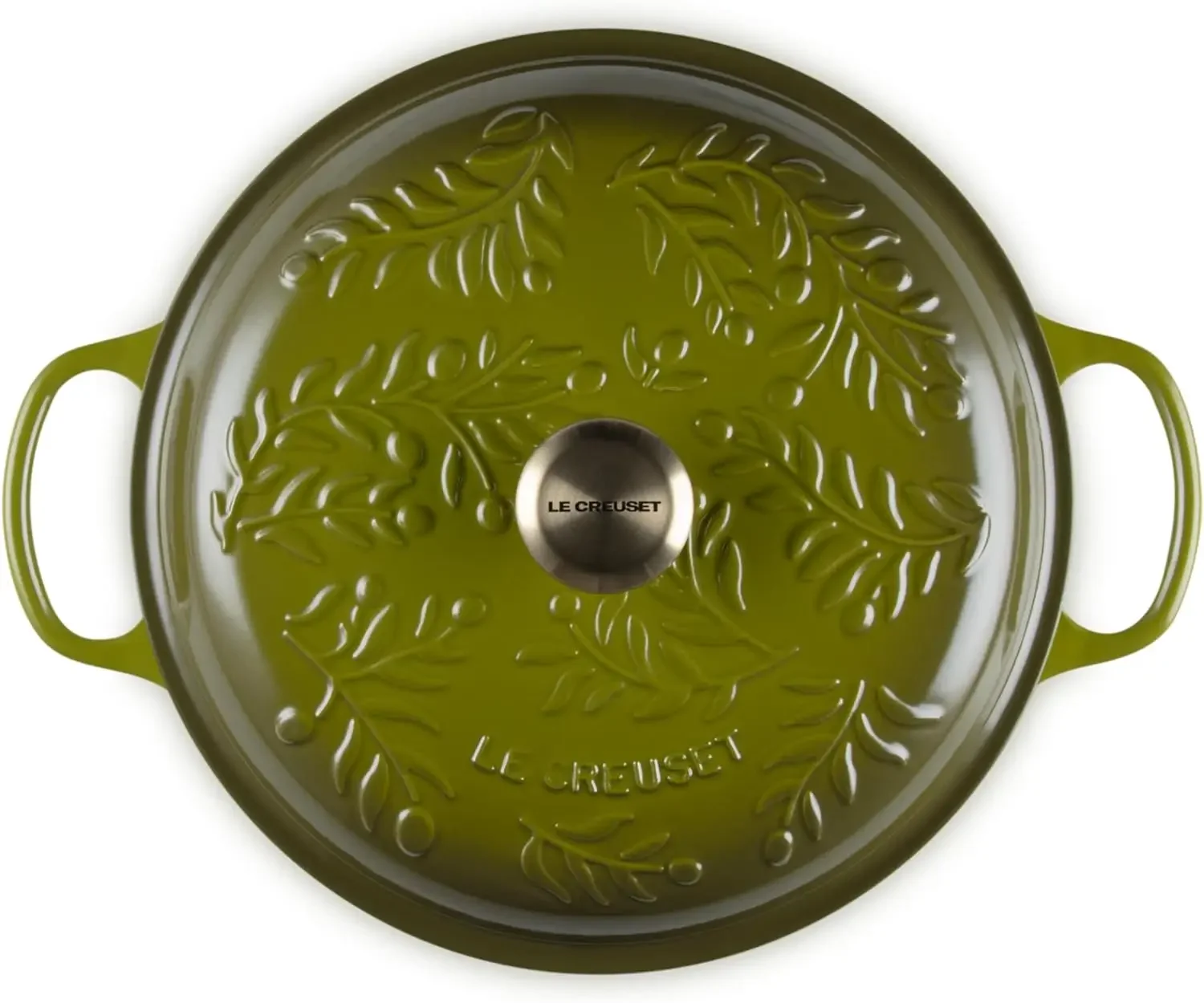 Olive Branch Collection Cast Iron Signature Round Braiser, 3.5 Qt., Olive