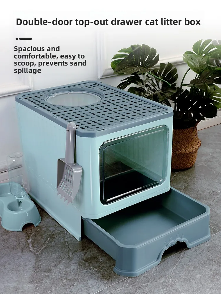 

Большой, очень большой, полностью закрытый лоток для кошек с защитой от запаха и разбрызгивания, квадратная конструкция, товары для туалета для кошек