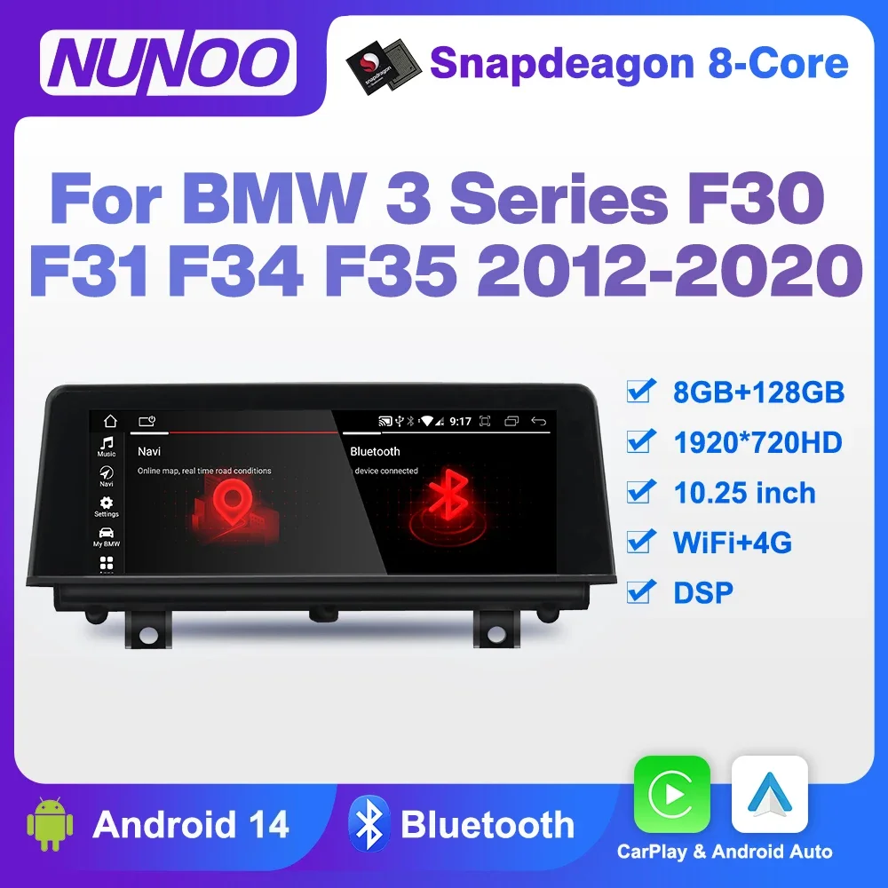 10.25inch Android 14 CarPlay For BMW 3 Series F30 F31 F34 F35 2012