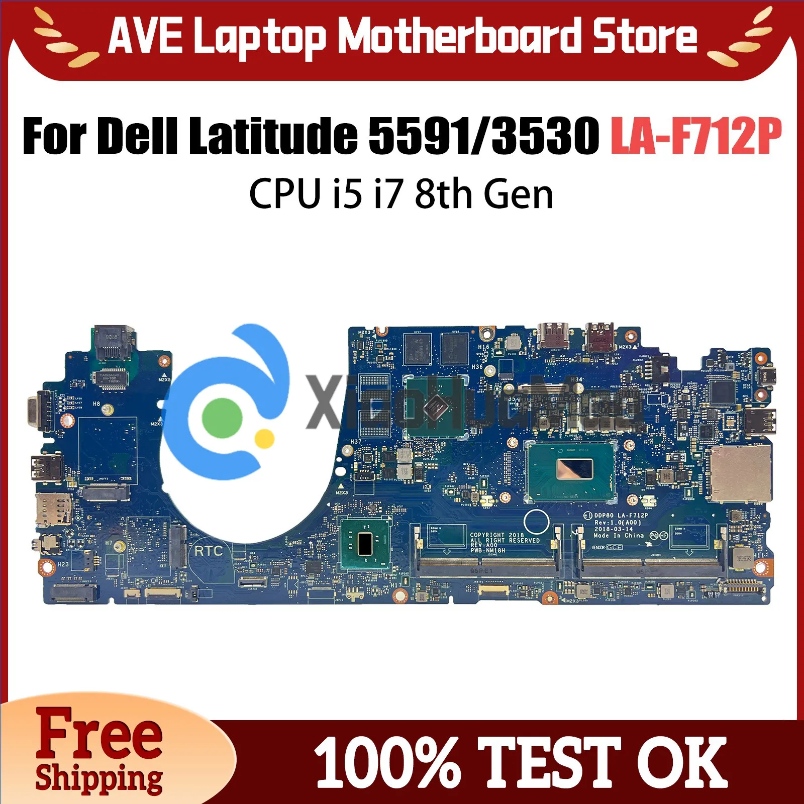 

LA-F712P Laptop Motherboard For DELL Latitude 3530 5591 Notebook Mainboard 07TTKR 0T73CF 03YC67 i5 i7 8th Gen CPU Tested