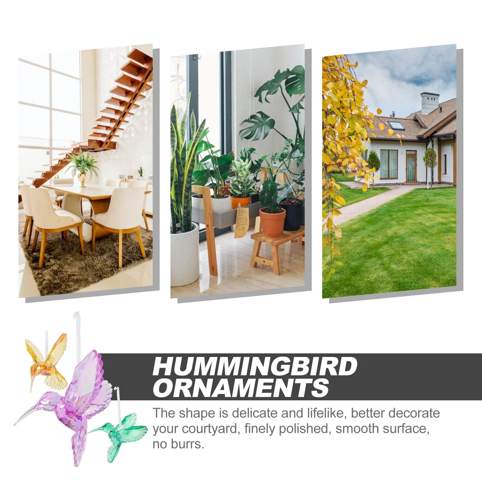 3ks akryl kolibřík ornamenty závěsný barvitý průhledný kolibřík přívěsky broušené sklo ptáci suncatcher okno dekorace památka