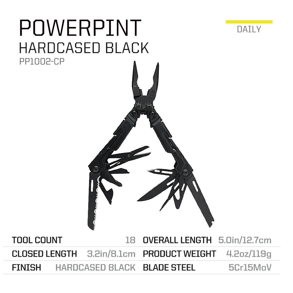 SOG PowerPint 18 في 1 كماشة متعددة الأدوات أدوات يدوية متعددة الوظائف محمولة EDC في الهواء الطلق بقاء سكاكين التخييم مقص PP1002