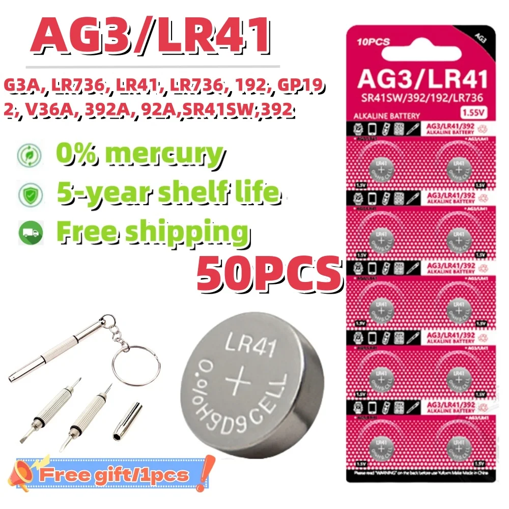 1.55V LR736 AG3 LR41 392A 392 192 SR41 L736 CX41 Button Batteries For Watch Toys Remote SR41SW AG 3 Cell Coin Alkaline Battery