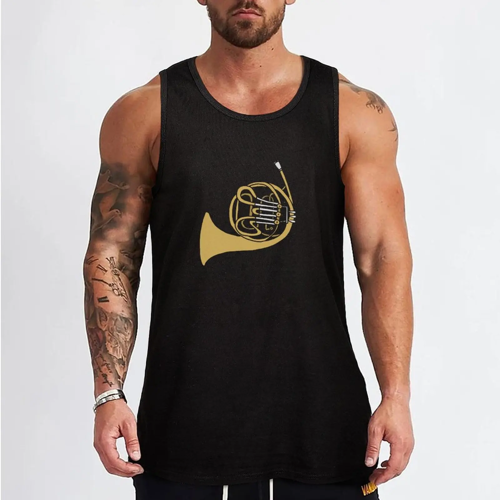 Abstract French Horn Shape Art Tank Top anime Body man Gym man